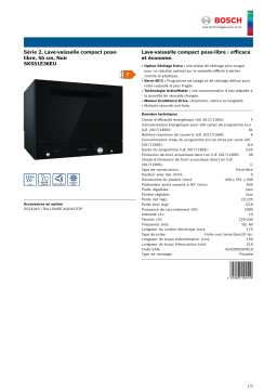 Bosch SKS51E36EU SERIE 2 Lave vaiselle sous plan Product fiche