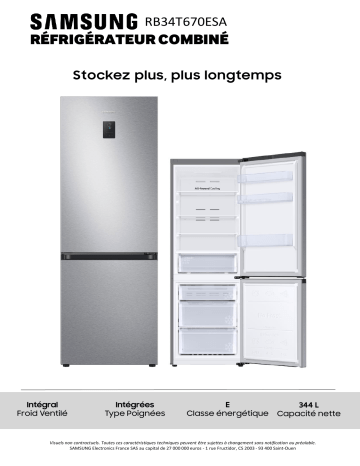 Product information | Samsung RB34T670ESA Réfrigérateur combiné Product fiche | Fixfr