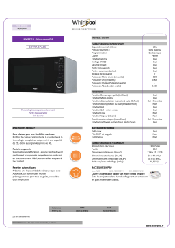 Whirlpool MWF421SL ExtraSpace Micro ondes gril Product fiche