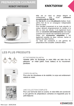 Kenwood KMX750FAW Kmix blanc Robot pâtissier Product fiche