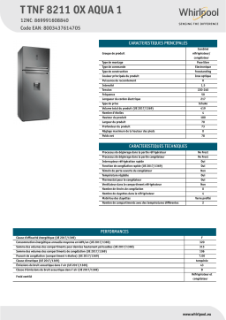 Whirlpool TTNF8211OXAQUA1 Réfrigérateur 2 portes Product fiche