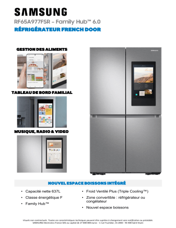 Product information | Samsung RF65A967ESG Réfrigérateur multi portes Product fiche | Fixfr