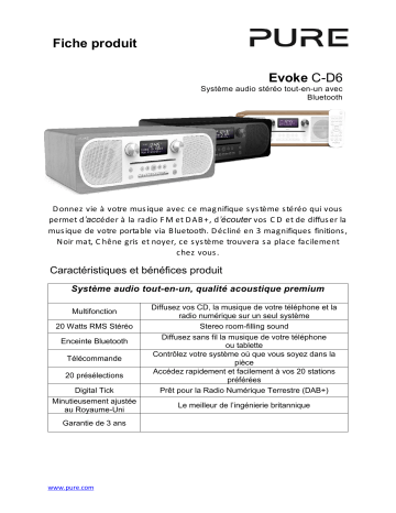 Product information | Pure Evoke C-D6 Chene gris Radio numérique Product fiche | Fixfr