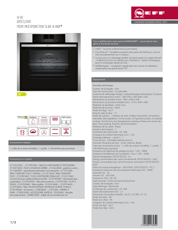 Product information | Neff EX B55CS22N0 N90 Four encastrable Product fiche | Fixfr