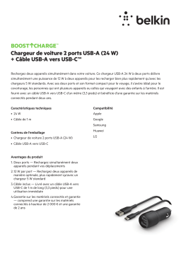 Belkin 24W 2xUSB-A/USB-C 1m noir Chargeur allume-cigare Product fiche