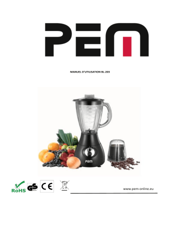 Manuel du propriétaire | PEM BL-203 Blender Owner's Manual | Fixfr