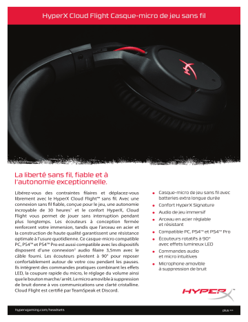 Product information | Hyperx Cloud Flight Casque gamer Product fiche | Fixfr