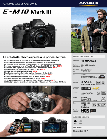 Product information | Olympus OM-D E-M10 Mark III + 14-42mm Noir Appareil photo Hybride Product fiche | Fixfr