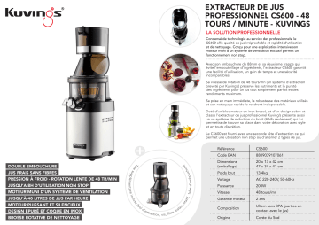 Product information | Kuvings CS600 Extracteur de jus Manuel utilisateur | Fixfr