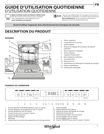 Manuel du propriétaire | Whirlpool WBO3T133PFX 6ème SENS Lave vaisselle encastrable Owner's Manual | Fixfr
