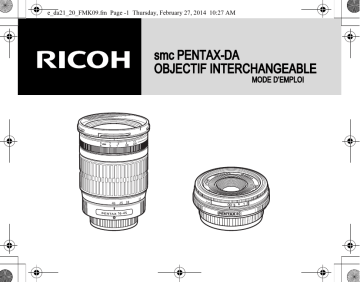 Manuel du propriétaire | Pentax HD DA10-17mm Fish-eye f/3.5-4.5 ED IF Objectif pour Reflex Owner's Manual | Fixfr