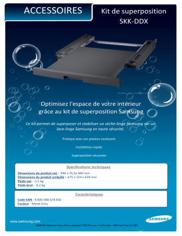 Product information | Samsung SKK-DDX (Metal Grey) Kit de superposition Product fiche | Fixfr