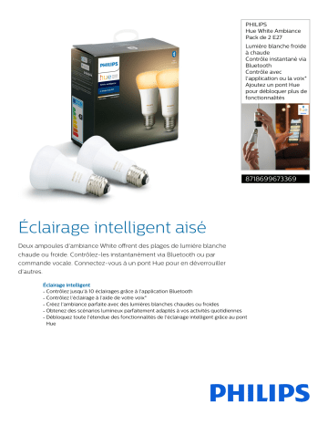 Product information | Philips Pack x2 E27 White & Ambiance Ampoule connectée Product fiche | Fixfr