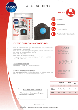 Wpro CHF303/1 Filtre hotte Product fiche