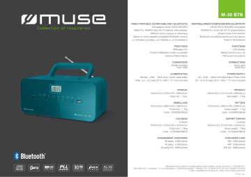 Product information | Muse M-30 BT bleu Radio CD Product fiche | Fixfr