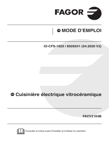 Manuel du propriétaire | Fagor FACV2104B Cuisinière vitrocéramique Owner's Manual | Fixfr