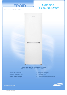 Samsung RB30J3000W Réfrigérateur combiné Product fiche