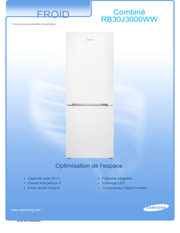 Product information | Samsung RB30J3000W Réfrigérateur combiné Product fiche | Fixfr