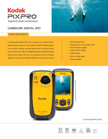Product information | Kodak SPZ1 jaune Caméscope espion Product fiche | Fixfr