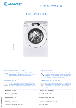 Candy RO14116DWMCE/1-S Lave linge hublot Product fiche