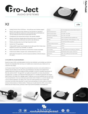 Product information | Pro-Ject X2 Satin Noir Platine vinyle Product fiche | Fixfr
