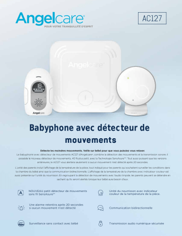 Product information | Angelcare avec detecteurs mouvements AC127 Babyphone Product fiche | Fixfr