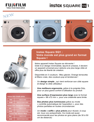 Product information | Fujifilm Instax SQ1 Chalk White EX D Appareil photo Instantané Product fiche | Fixfr