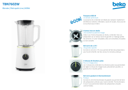 Beko TBN7602W Metropolis Line 600W Blender Product fiche