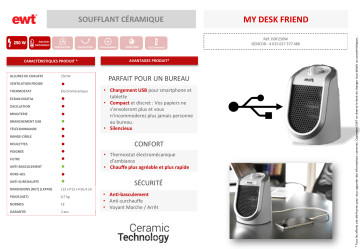 Product information | EWT DDF250W - Desk friend Chauffage soufflant Product fiche | Fixfr