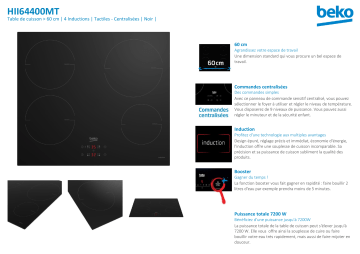 Product information | Beko HII64400MT Table induction Manuel utilisateur | Fixfr