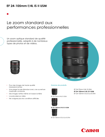 Product information | Canon EF 24-105mm f/4 L IS II USM Objectif pour Reflex Product fiche | Fixfr