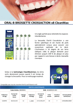 Oral-B Cross Action x8 Clean max Brossette dentaire Product fiche