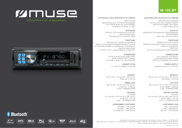 Product information | Muse M-195 Bluetooth Autoradio Product fiche | Fixfr