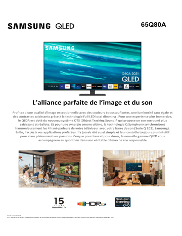 Product information | Samsung QE65Q80A 2021 TV QLED Product fiche | Fixfr