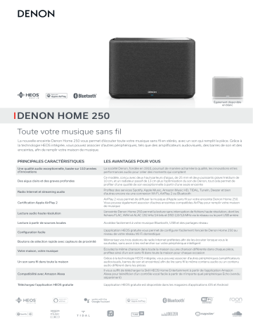 Product information | Denon Home 250 Black Enceinte sans fil Product fiche | Fixfr