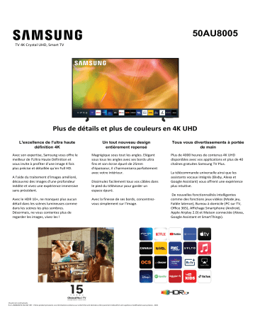 Product information | Samsung UE50AU8005 2021 TV LED Product fiche | Fixfr