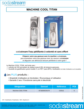 Product information | Sodastream COOL Grise Machine à soda Product fiche | Fixfr