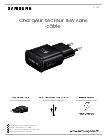 Product information | Samsung rapide 15W USB-A Blanc Chargeur secteur Product fiche | Fixfr