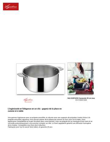 Product information | Lagostina SALVASPAZIO 20 cm inox Casserole Product fiche | Fixfr