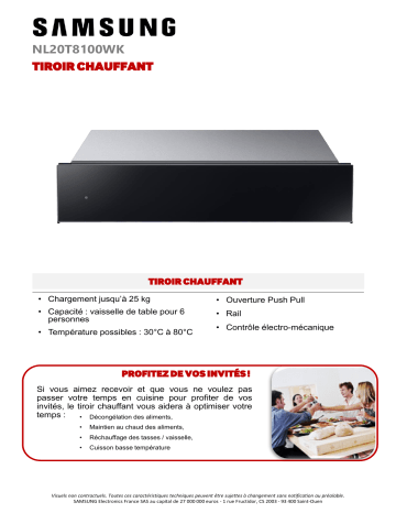 Product information | Samsung NL20T8100WK Tiroir Chauffant Product fiche | Fixfr