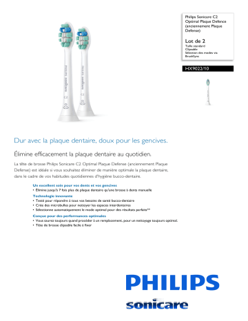 Product information | Philips Sonicare - HX9022/10 Brossette dentaire Product fiche | Fixfr