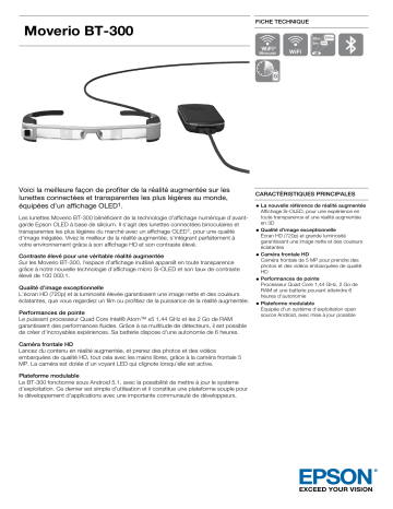Product information | Epson Moverio BT-300 Lunettes drone Product fiche | Fixfr