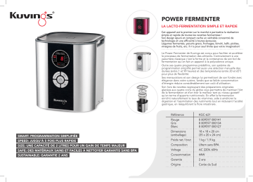 Product information | Kuvings Power fermenter KGC Yaourtière et fromagère Product fiche | Fixfr