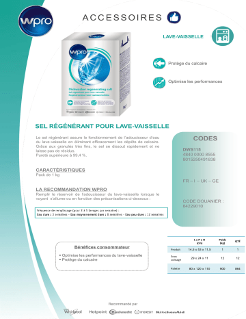 Product information | Wpro sel régénérant 4x1 kg Sel regénérant Product fiche | Fixfr