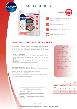 Wpro UBT521 lèche frite extensible Lèchefrite Product fiche