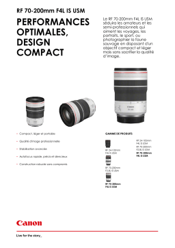 Canon RF 70-200mm F4 L IS USM Objectif pour Hybride Plein Format Product fiche