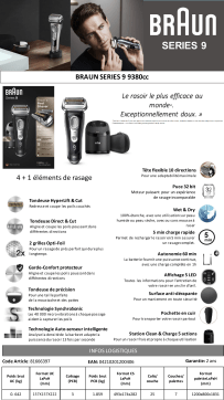 Braun SERIES 9 9380CC Rasoir électrique Product fiche