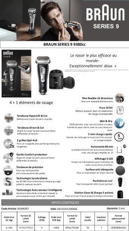 Product information | Braun SERIES 9 9380CC Rasoir électrique Product fiche | Fixfr