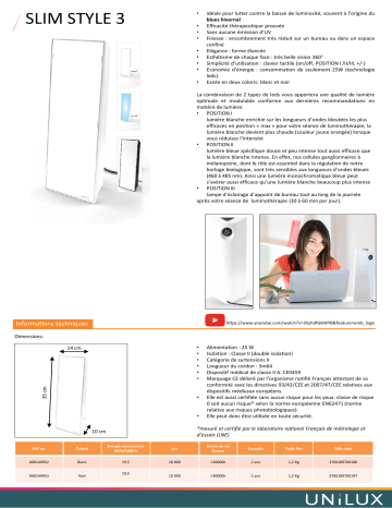 Product information | Dayvia SLIMSTYLE DAY BLANC Luminothérapie Product fiche | Fixfr