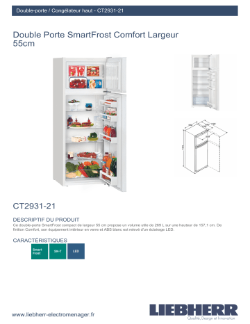 Product information | Liebherr CT2931-21 Réfrigérateur 2 portes Product fiche | Fixfr